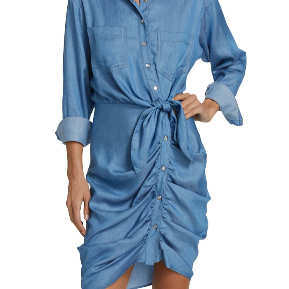 NEW Veronica Beard Sierra Ruched Shirtdress Size 4